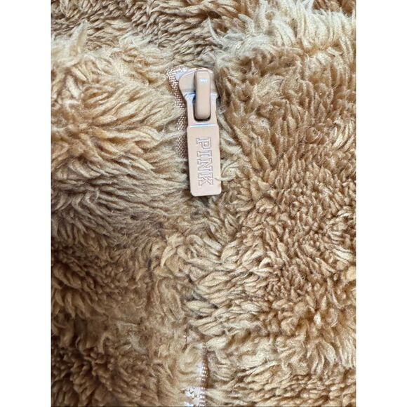 Victoria's Secret PINK Teddy Full Zip Jacket Stucco Brown Medium - Picture 11 of 12